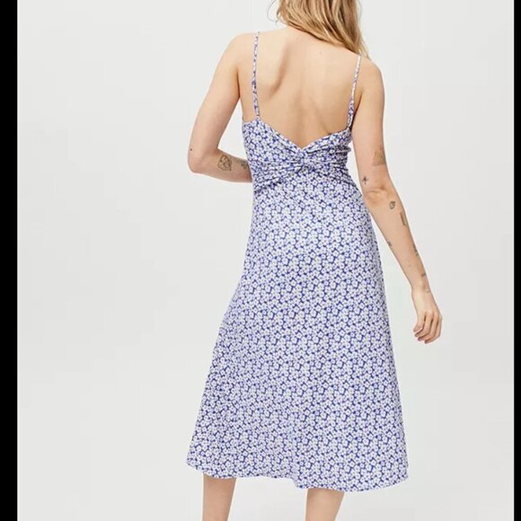 Urban Outfitters | Dresses | Urban Outfitters Ashley Blue Floral Midi Dress Med - Picture 2 of 11